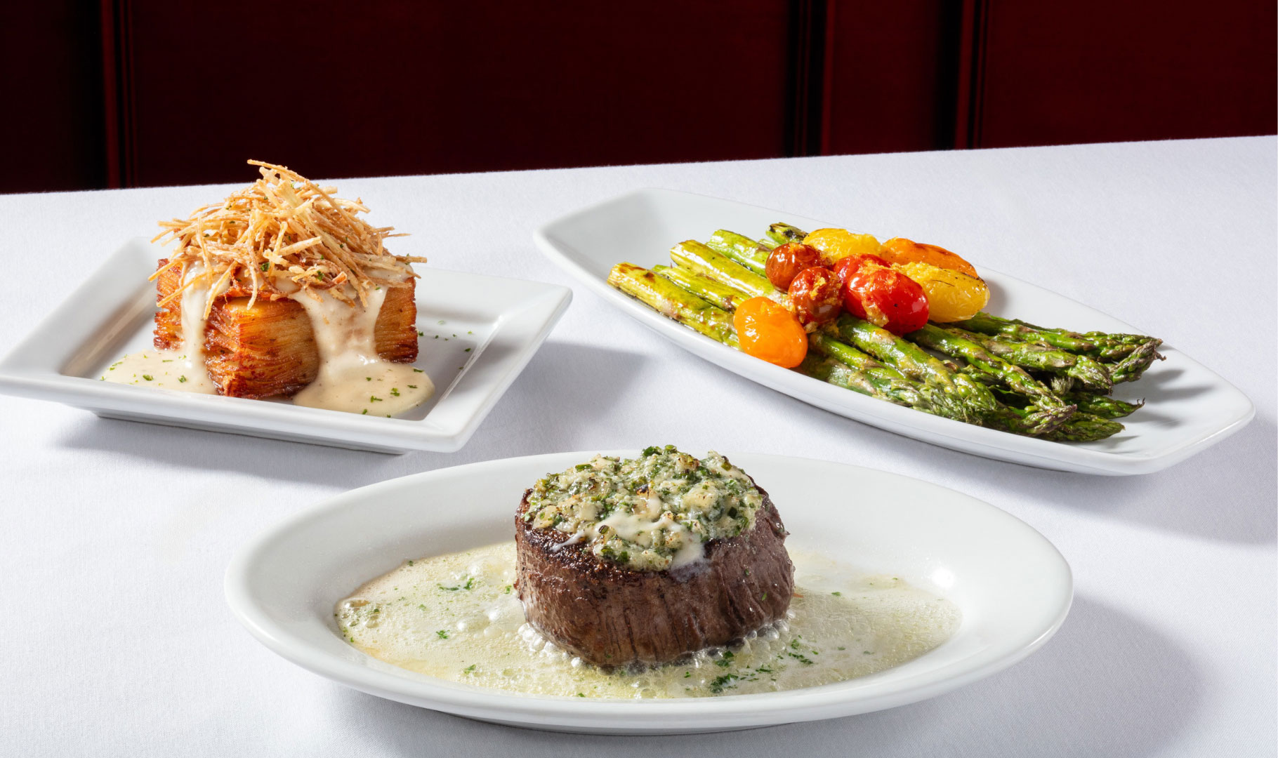 Ruth's Chris Tastemaker Dinner Moët & Chandon 8oz Filet with Bleu Cheese Crust.